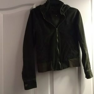 Green courdoroy coat with hood